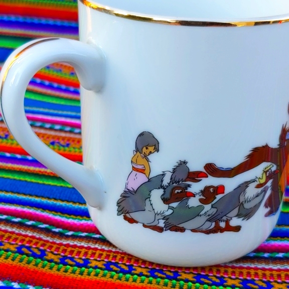Disney's The Jungle Book Ceramic Cup Gold Trim with Characters - Picture 3 of 9
